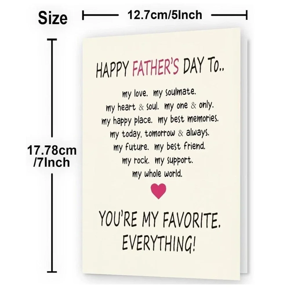 Romantic Fathers Day Card for Husband Soulmate Favorite Everything 5x7